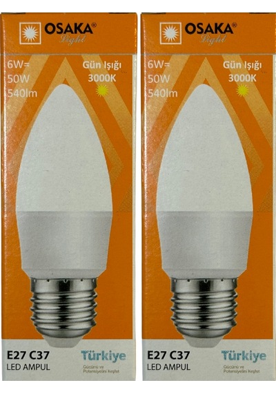 Osaka 6w 50w 3000k Sarı Işık E27 Duylu Led Ampul 2 Adet