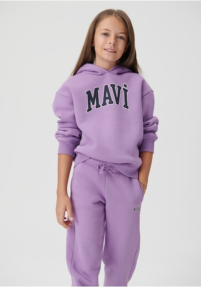 Mavi - Mavi Logo Baskılı Kapüşonlu Mor Sweatshirt 7610035-70586 Mor