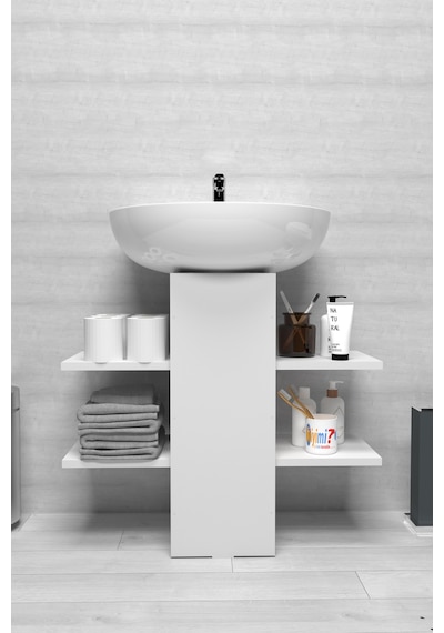 İyimi Modern Raflı Lavabo Altı Banyo Dolabı Banyo Düzenleyici Beyaz