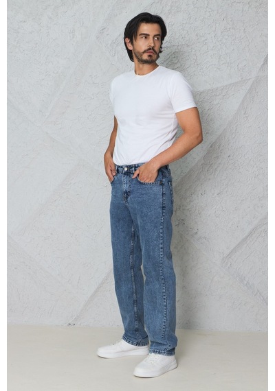Blayn Jeans Erkek Antrasit Baggy Kot Pantolon - Geniş Kalıp Günlük Rahat Denim Jean Taş