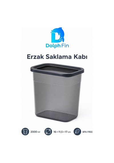 Dikdörtgen Erzak Saklama Kabı Siyah 2000 Ml 16 11,5 17 Cm