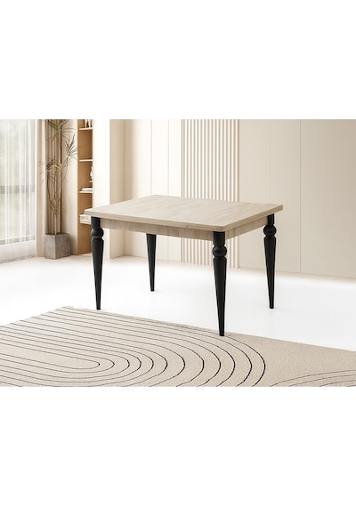 Yandan Açılır Büyüyen Yemek Masası Sidon-Siyah Ayaklı 60x90 CM Bej
