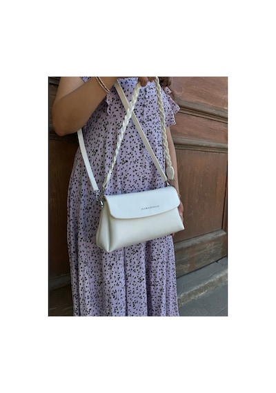 Just Polo Kadın Yeni Sezon Örgü Detaylı Ayarlanabilir Askılı Lüks El Ve Omuz Çantası Ebat : 26 X 14 Cm Beyaz
