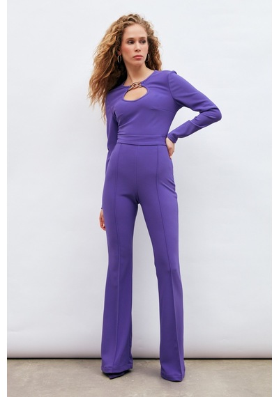 Sateen Zincir Detaylı Bluz - Mor