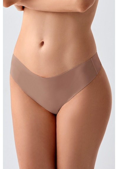 Kompedan Kadın String Lazer Kesim Slip Külot Cappuccino 9207 Kahverengi