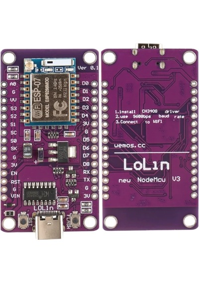 Esp-07 Modüllü Nodemcu V3 Mor Geliştirme Kartı Iot Projeleri İçin Usb-c Haberleşme Modülü