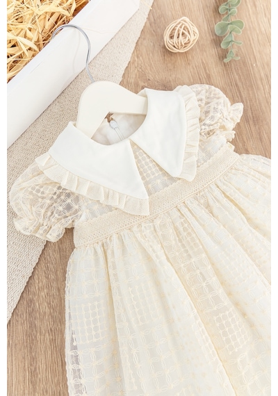 Babymod Brodeli Kısa Kollu Yazlık Kız Bebek Tül Elbise 001