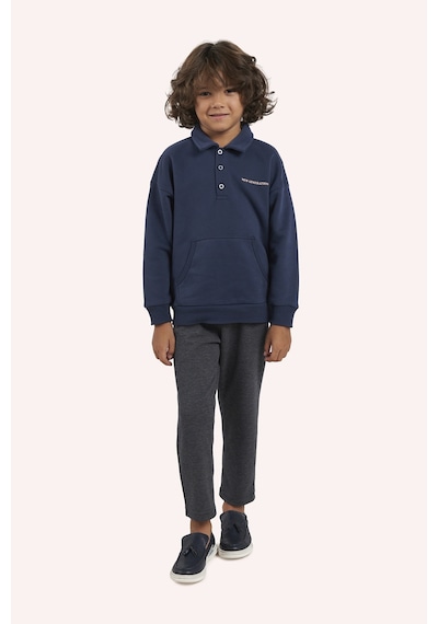 Erkek Çocuk Beli Lastikli Lacivert Örme Pantolon 5652858