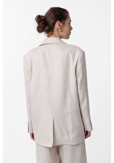 Antioch 100% Keten Kadın Blazer Ceket Bej