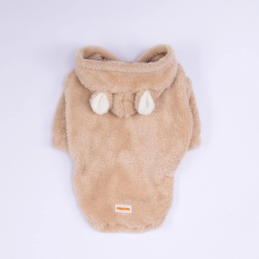 Bej Lucca Teddy Hoodie Ayı Kulaklı Peluş Orta Büyük Irklar Köpek Kıyafeti Köpek Sweati