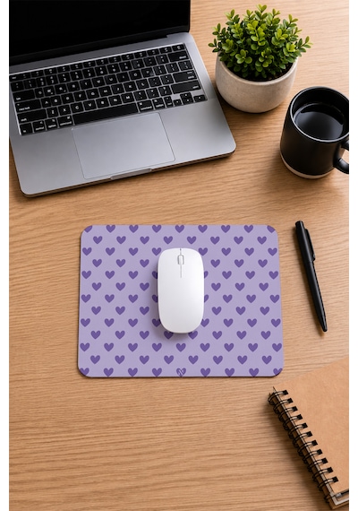 Mor Renkli Kalpli Desenli Ergonomik Mouse Pad, Kaymaz Yüzey İle Ev Ve Ofis Kullanımı İçin İdeal