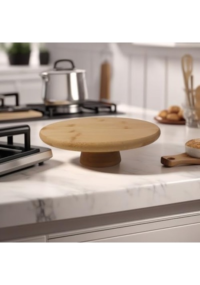Ayaklı Yüksek Bambu Sunum Tabağı Yükseltici Ayaklı Bambu Sunum Tepsisi Doğal, Şık Ve Dayanıklı 20cm 20cm 6cm Açık Gri
