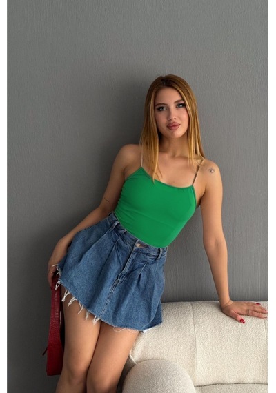 Balenbi Kadın Basic Ip Askılı Uzun Penye Body 1067 Benetton