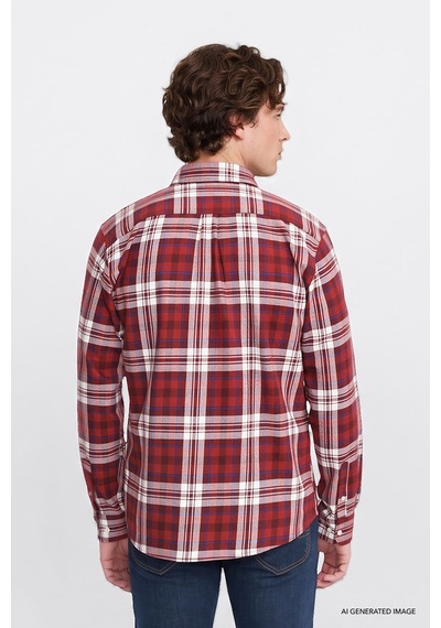 Lee %100 Pamuk Regular Fit Ekose Desenli Erkek Gömlek L2620153600 Kırmızı