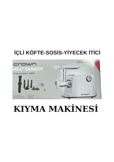 Crown CRW-1804 2000 W Çelik Sistem Et Kıyma Makinesi