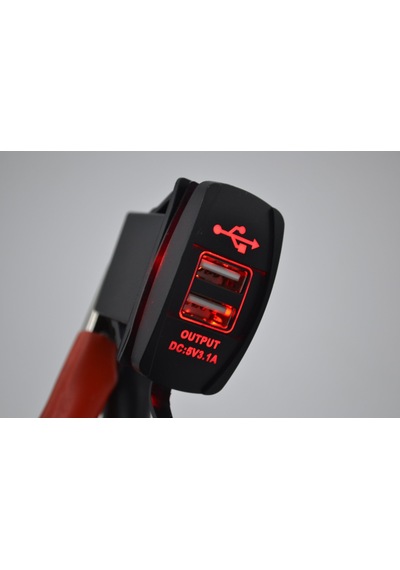 Usb Şarj Port Marine Kırmızı Işıklı Dikdörtgen 12v 24v