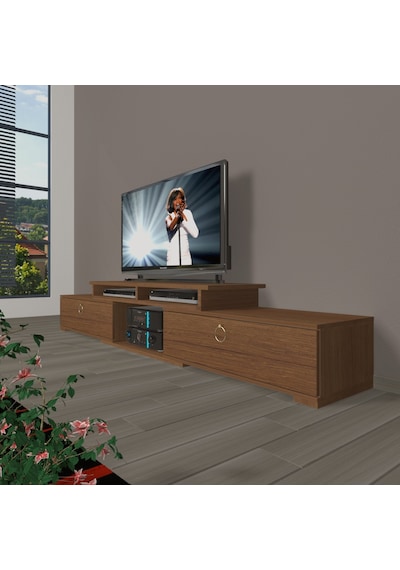 Decoraktiv Flex 130 Mdf Gold Tv Ünitesi Tv Sehpası Ceviz