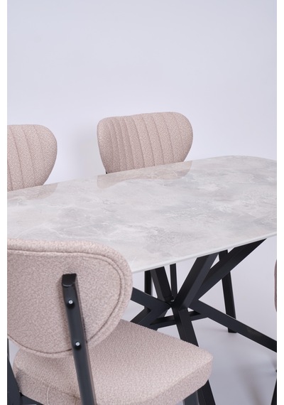 Çapraz Star Demir High Gloss Yemek Masa Sandalye Takımı 90x160 beyaz Çapraz Star Demir High Gloss Yemek Masa Sandalye Takımı 90x160 beyaz