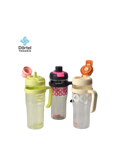 H2o Tritan Saplı Pipetli Matara 1250 Ml Siyah