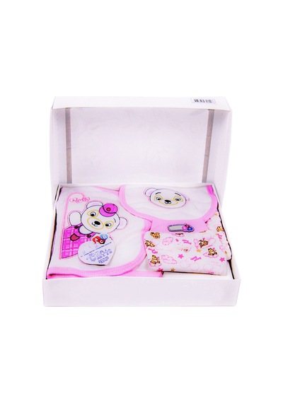 Cucul 5 Parça Hastane Çıkışı Kız Bebek Giyim Pembe Panda Pembe