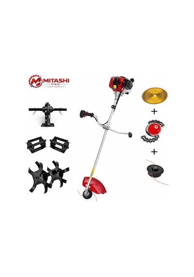 Mitashi Pro Mts52 Euro5 Benzinli Motorlu Yan Tırpan 52cc-2hp Toprak Çapalama + Çim Biçme Makinesi