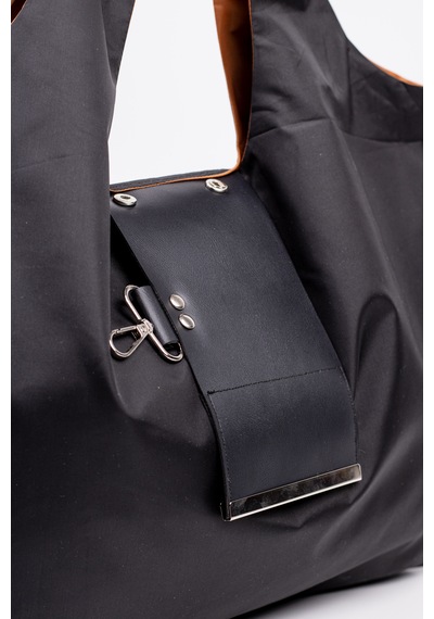 Omuz Çantası 50x60 Cm Katlanabilir Paraşüt Kumaş Siyah Büyük Boy Tote Siyah