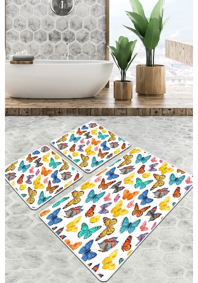 Butterfly Valley Banyo Halısı Djt 3 Lü Set Çok Renkli