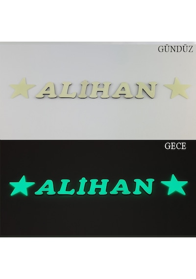 Fosforlu 6 Harf + 2 Yıldız Veya Kalp Fosforlu 6 Harf + 2 Yıldız Veya Kalp