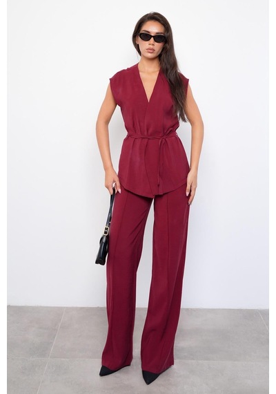 Seeh Bordo Basic Yelek Pantolon Takım Sh241 Standart