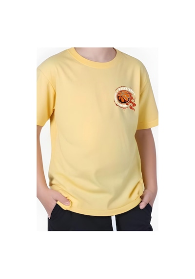 Panios Kids Basketball Baskılı Erkek Çocuk Kısa Kollu Tişört Sarı