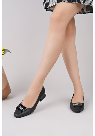 Nesilshoes Nesil Shoes Desca 040 Siyah Topuklu Kadın Ayakkabı