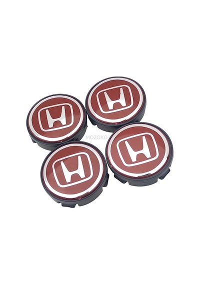 Honda Logolu Kırmızı 58 Mm Dış 55 Mm İç Çap Geçmeli 3d Jant Göbeği Kapak Seti, 4 Adet