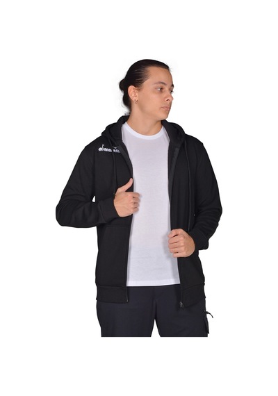 Diadora İmola - Erkek Siyah Pamuklu Tam Fermuarlı Spor Sweatshirt