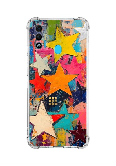Printify Tecno Spark 7 İle Uyumlu Düşlerin Dansı Serisi Yıldız Dansı Tasarımlı Uv Baskılı Köşe Korumalı Antişok Kılıf Şeffaf