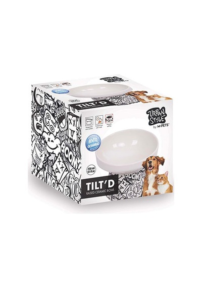 M-pets Urban Style Seramik Kedi Mama Ve Su Kabı Siyah Beyaz 250 Ml 12x12,5x9,5 Cm 244-51021.03