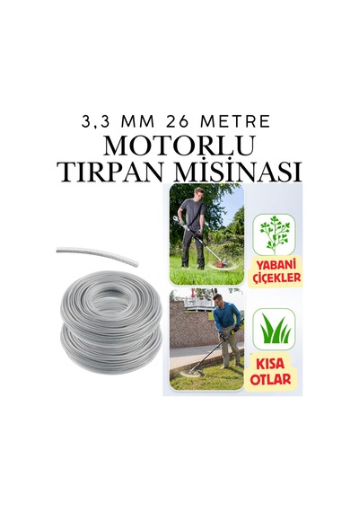 Klc Motorlu Tırpan Misinası Çelik Telli Yuvarlak 3.5 Mm 23 Metre Çim Ot Biçme Teli Güçlü Profesyonel