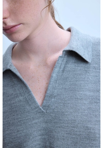 Defacto Regular Fıt Polo Yaka Gri Melanj Kazak F0405ax26wngr158 Gri-gr158