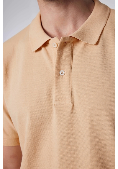 Tudors Erkek Slim Fit Dar Kesim Pamuklu Yumuşak Doku Nefes Alan Kumaş Kıvrılmaz Yaka Bej Polo Yaka Tişört-30769-bej Bej