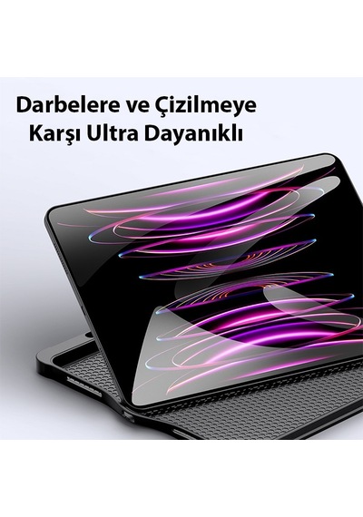 Apple Uyumlu iPad  Pro 12.9 2022-2021-2020 Sk Bluetooth Klavye Touchpad Kılıf