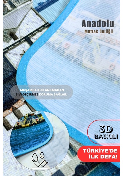 Anadolu 3 Boyutlu Mutfak Önlüğü 3d Baskılı Mutfak Önlüğü Sıvı Su Geçirmez Mutfak Önlüğü Kız Kulesi