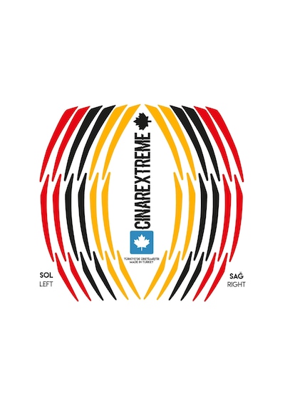 Germany Desing Siyah Kırmızı Sarı Almanya Jant Şeridi Sticker Çınar Extreme