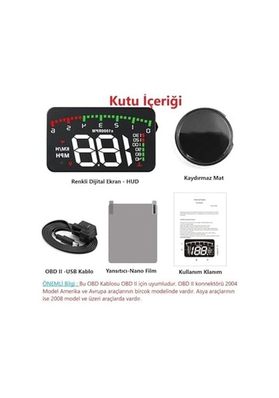 Hyundai Era-getz Araba Için Uyumlu Harici Dijital Hararet-hız-devir-voltaj Göstergesi Ekranı Hub Obd