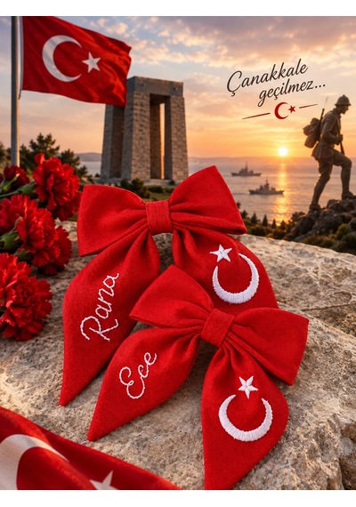 Puncho Nakışlı Fiyonk Toka Kırmızı