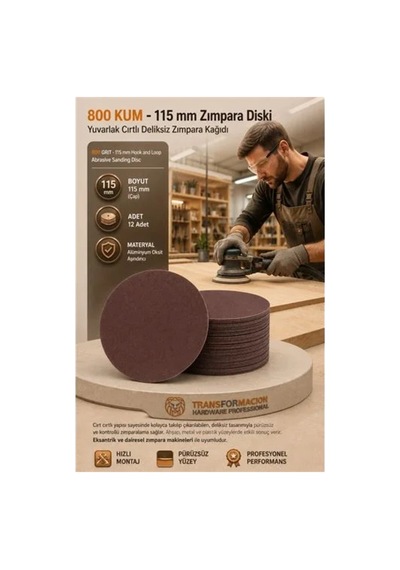 12 Adet 800 Kum Yuvarlak Cırtlı Zımpara Diski 115 Mm Deliksiz Zımpara Kağıdı 723223 Str-mn346