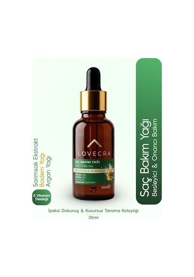 Saç Bakım Yağı Badem Argan Yağı E Vitamini Sarımsak Ekstraktı Besleyici Güçlendirici Onarıcı 30 Ml