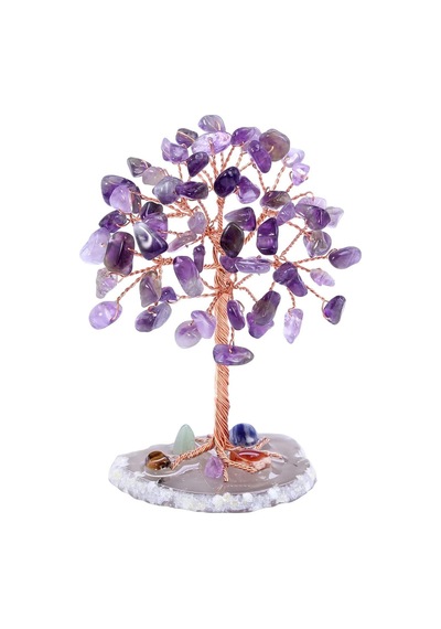 Valkyrie Ametist Yaşam Ağacı Kristal Bonsai Doğal Taş Dekor El Yapımı Tel Ağaç Meditasyon & Ofis Masaüstü Süs