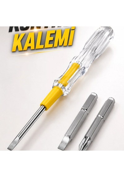 Çift Başlıklı Şeffaf Kontrol Kalemi 110v-220v Neon Lambalı Elektrik Test Cihazı