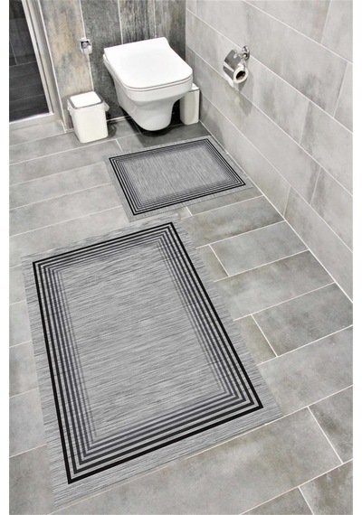 Buççin Online Mağaza Su Emici Yumuşak Kaymaz Taban Sünger Dolgulu Yıkanabilir Dekoratif Banyo Paspası Takımı 1193 Polyest Çok Renkli