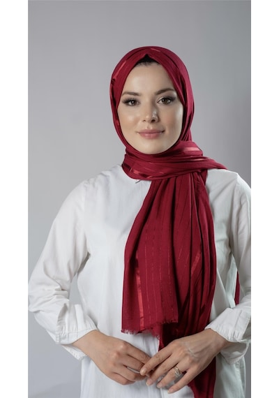 Hürrem Bone Bordo Çizgili Şal Viskon Kumaş Bursa Dolama 202110 16 Bordo