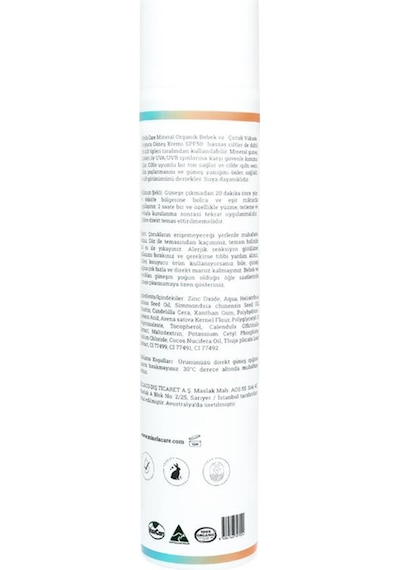 Minela Care Organik Mineral Filtreli Bebek Ve Çocuk Güneş Kremi SPF50 110 G